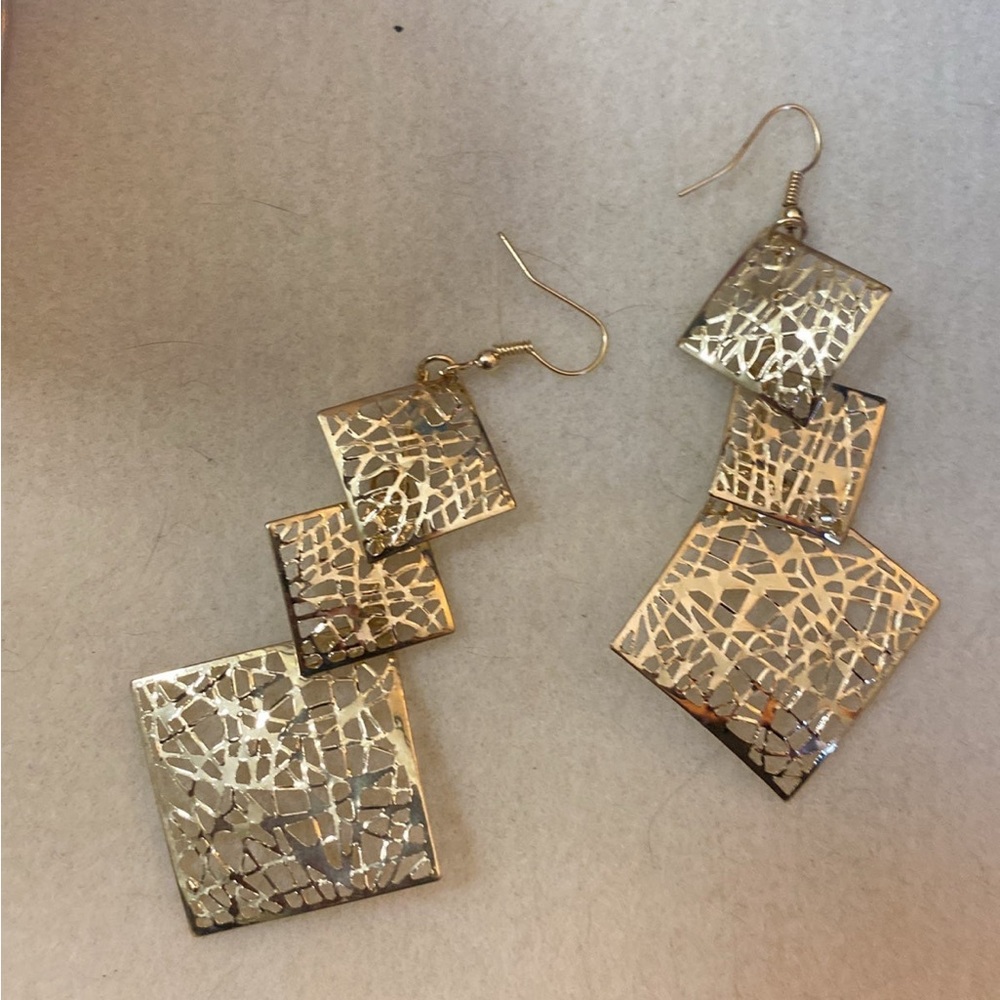Gold Mosaic Dangle Earrings